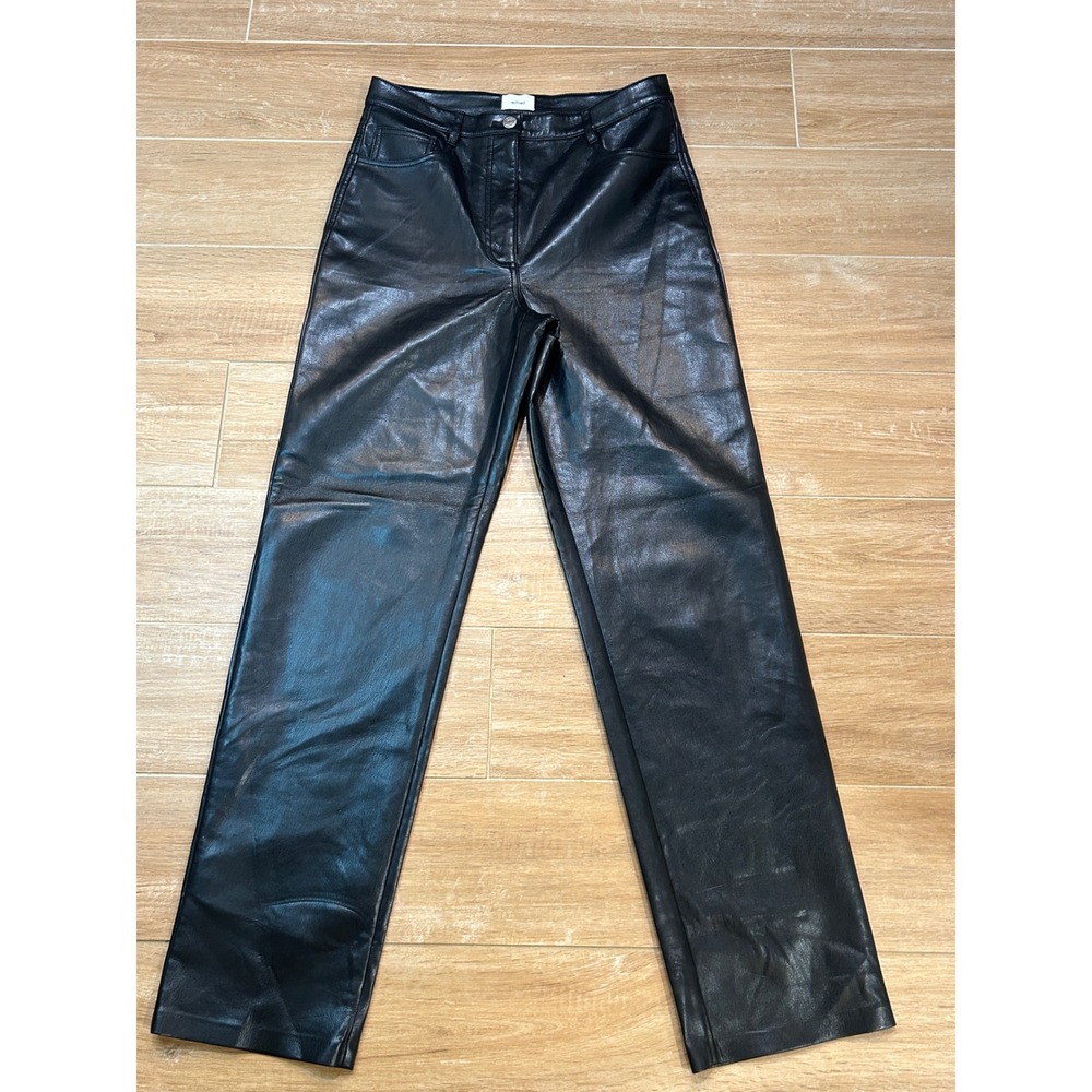 Wilfred Vegan Leather Pants Size 8 Black Straight Leg High‎ Rise Modern Chic